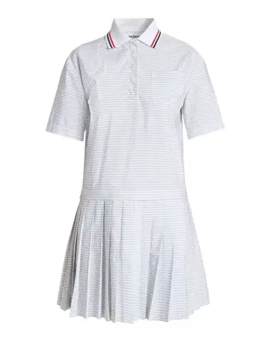 Thom Browne Striped Poplin Short-Sleeve Mini Polo Shirtdress | Thumbnail 1