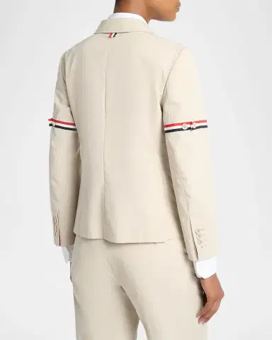 Thom Browne Grosgrain Arm-Band Single-Breasted Cotton Sport Coat | Thumbnail 3 Thom Browne Grosgrain Arm-Band Single-Breasted Cotton Sport Coat | Thumbnail 3