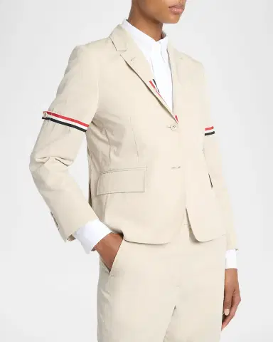 Thom Browne Grosgrain Arm-Band Single-Breasted Cotton Sport Coat | Thumbnail 4 Thom Browne Grosgrain Arm-Band Single-Breasted Cotton Sport Coat | Thumbnail 4