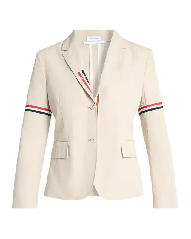 Grosgrain Arm-Band Single-Breasted Cotton Sport Coat