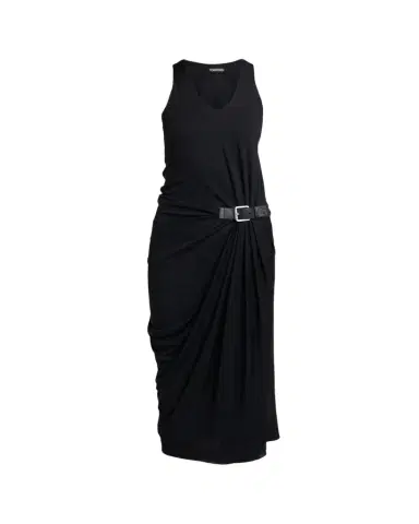 Tom Ford Buckle Gathered Crepe Jersey Sleeveless Midi Dress | Thumbnail 1