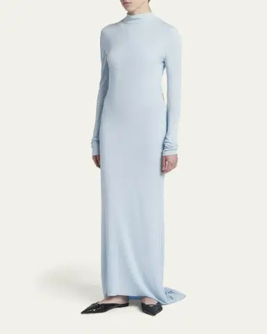Tom Ford Long-Sleeve Twisted Open-Back Crepe Jersey Gown | Thumbnail 4 Tom Ford Long-Sleeve Twisted Open-Back Crepe Jersey Gown | Thumbnail 4