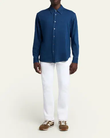 Tom Ford Men's Cotton Denim Point-Collar Button-Down Shirt | Thumbnail 2 Tom Ford Men's Cotton Denim Point-Collar Button-Down Shirt | Thumbnail 2