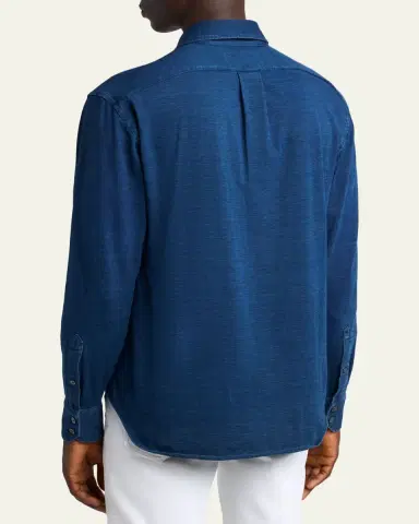 Tom Ford Men's Cotton Denim Point-Collar Button-Down Shirt | Thumbnail 3 Tom Ford Men's Cotton Denim Point-Collar Button-Down Shirt | Thumbnail 3