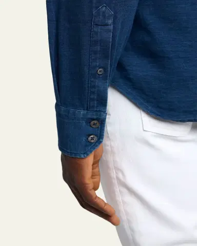 Tom Ford Men's Cotton Denim Point-Collar Button-Down Shirt | Thumbnail 5 Tom Ford Men's Cotton Denim Point-Collar Button-Down Shirt | Thumbnail 5