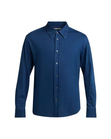 Tom Ford Men's Cotton Denim Point-Collar Button-Down Shirt | Thumbnail 1 Tom Ford Men's Cotton Denim Point-Collar Button-Down Shirt | Thumbnail 1
