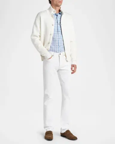 Tom Ford Men's Cotton and Linen Degrade Check Western Shirt | Thumbnail 2