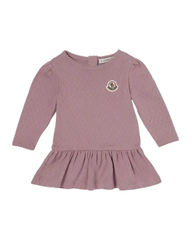 Moncler Girl 's Pointelle Cotton Pleated-Skirt Dress, Size 3M-3