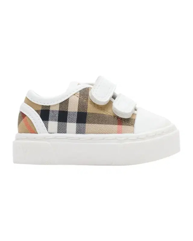 Kid 's Check Cotton Low-Top Sneakers, Toddlers