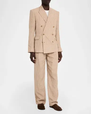 Simkhai Men's Jacob Striped Linen Pleated Pants | Thumbnail 2 Simkhai Men's Jacob Striped Linen Pleated Pants | Thumbnail 2