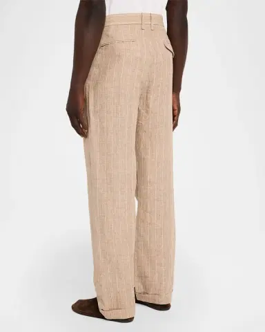 Simkhai Men's Jacob Striped Linen Pleated Pants | Thumbnail 3 Simkhai Men's Jacob Striped Linen Pleated Pants | Thumbnail 3