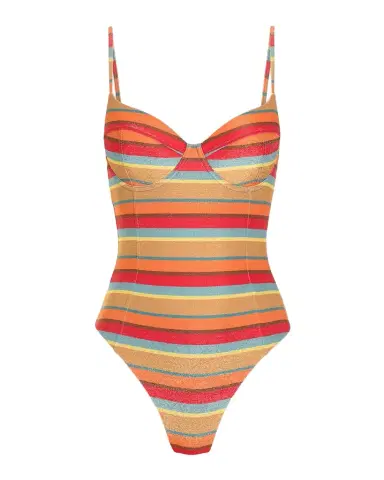 Ramy Brook Jayda Glitter Striped One-Piece Swimsuit | Thumbnail 1