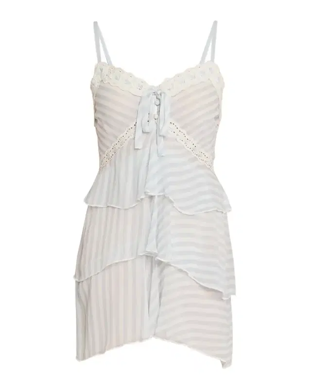 Marlia Striped Lace-Trim Mini Dress