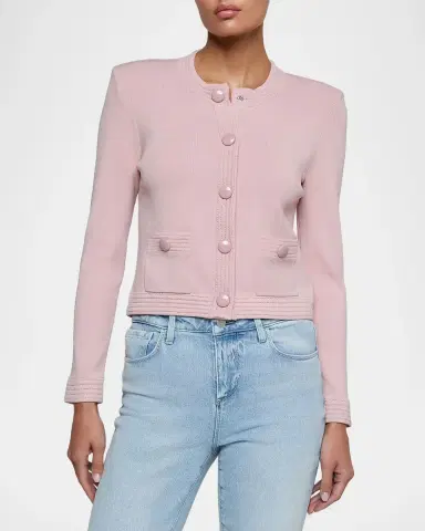 L'Agence Patsy Cropped Crewneck Cardigan | Thumbnail 3 L'Agence Patsy Cropped Crewneck Cardigan | Thumbnail 3