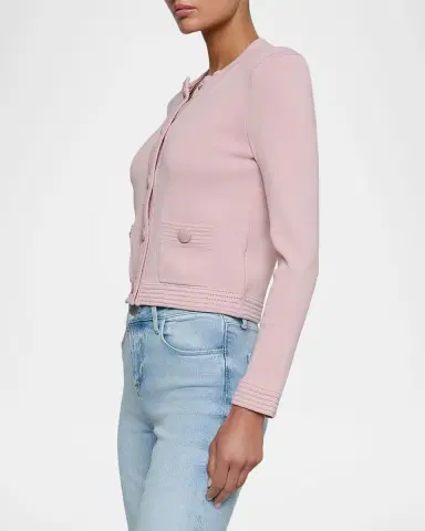 L'Agence Patsy Cropped Crewneck Cardigan | Thumbnail 4 L'Agence Patsy Cropped Crewneck Cardigan | Thumbnail 4