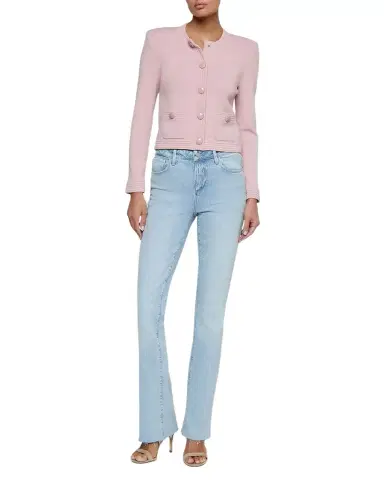 L'Agence Patsy Cropped Crewneck Cardigan | Thumbnail 1 L'Agence Patsy Cropped Crewneck Cardigan | Thumbnail 1