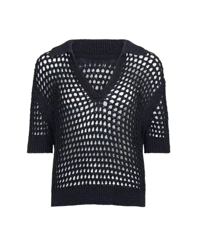 TWP Unspoken Truth Open-Knit Polo
