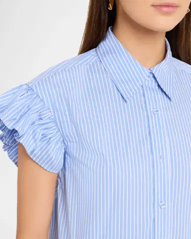 AKNVAS Mila Pinstripe Ruffled Poplin Dress | Thumbnail 5