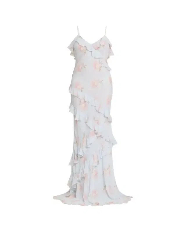 LoveShackFancy Rialto Asymmetric Ruffle Maxi Dress
