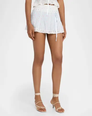 LoveShackFancy Solena Lace-Trim Floral Mini Skirt | Thumbnail 4 LoveShackFancy Solena Lace-Trim Floral Mini Skirt | Thumbnail 4