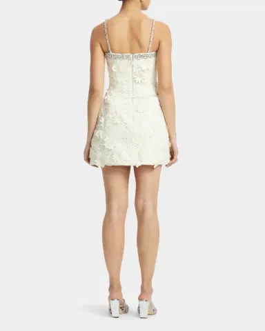 LEO LIN Crystal-Trim Floral Lace Mini Dress | Thumbnail 3