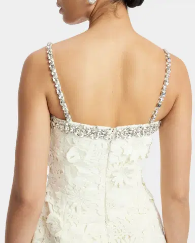 LEO LIN Crystal-Trim Floral Lace Mini Dress | Thumbnail 7