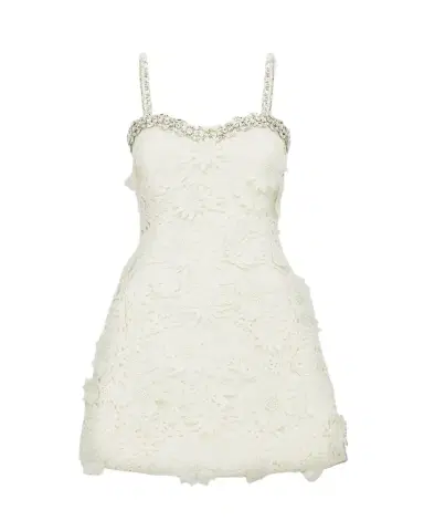 LEO LIN Crystal-Trim Floral Lace Mini Dress | Thumbnail 1