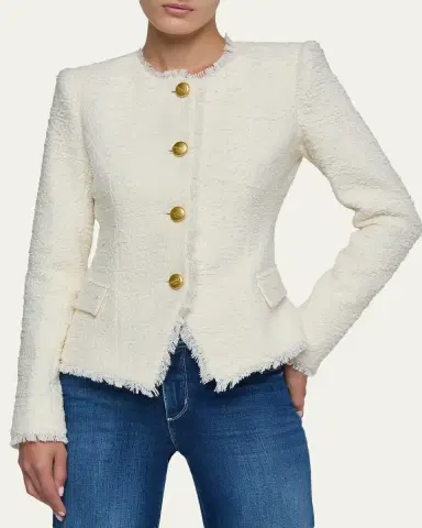 L'Agence Nerina Collarless Tweed Blazer | Thumbnail 4