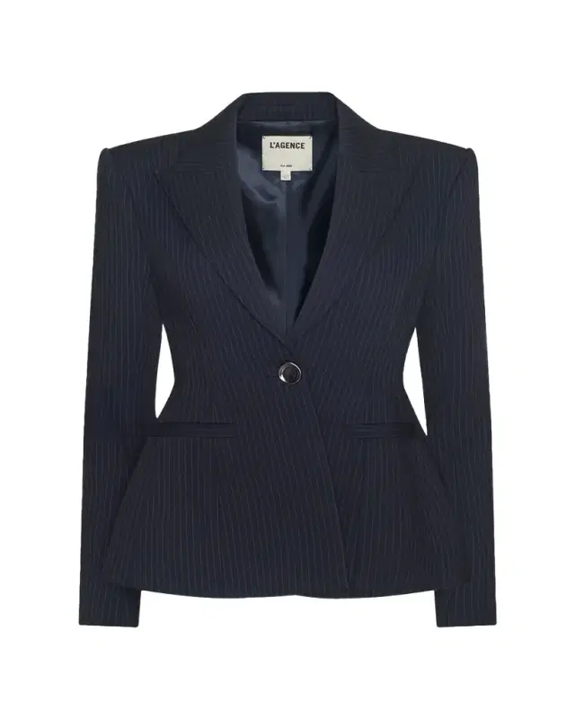 L'AGENCE Therese Single-Breasted Pinstripe Blazer