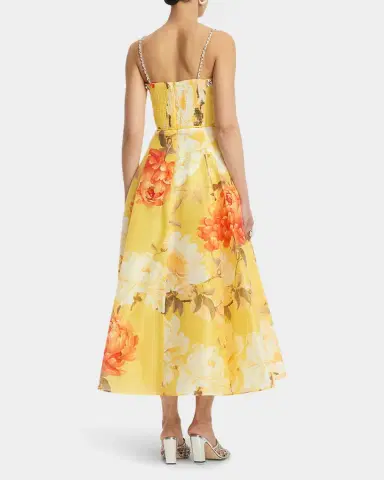 LEO LIN Mariela Crystal Floral-Print Midi Dress | Thumbnail 3