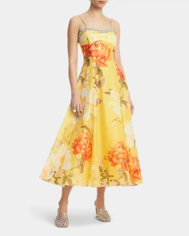 LEO LIN Mariela Crystal Floral-Print Midi Dress | Thumbnail 5