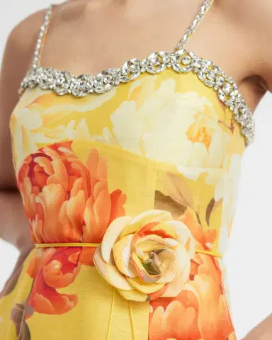 LEO LIN Mariela Crystal Floral-Print Midi Dress | Thumbnail 6