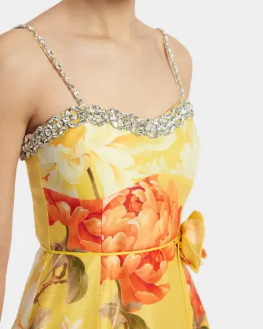 LEO LIN Mariela Crystal Floral-Print Midi Dress | Thumbnail 7