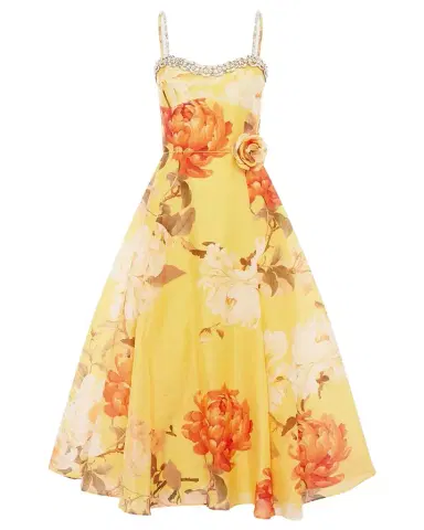 LEO LIN Mariela Crystal Floral-Print Midi Dress | Thumbnail 1