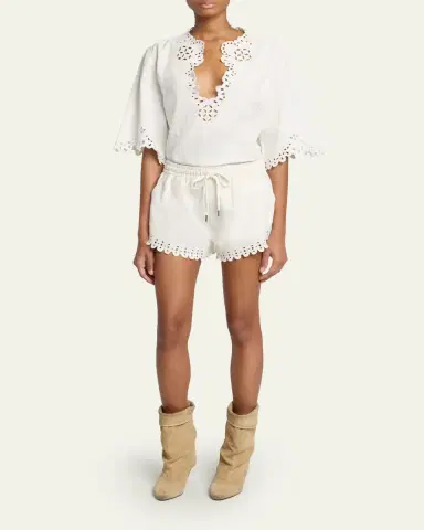 Etoile Isabel Marant Balyme Eyelet Cotton Drawstring Shorts | Thumbnail 2 Etoile Isabel Marant Balyme Eyelet Cotton Drawstring Shorts | Thumbnail 2
