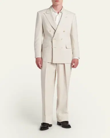 Tom Ford Men's Wool Relaxed-Fit Pleated Pants | Thumbnail 2 Tom Ford Men's Wool Relaxed-Fit Pleated Pants | Thumbnail 2