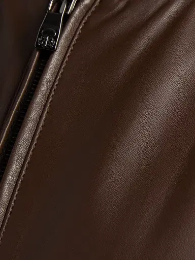 Corneliani Men's Reversible Leather & Twill Bomber Jacket - Brown Navy | Thumbnail 8