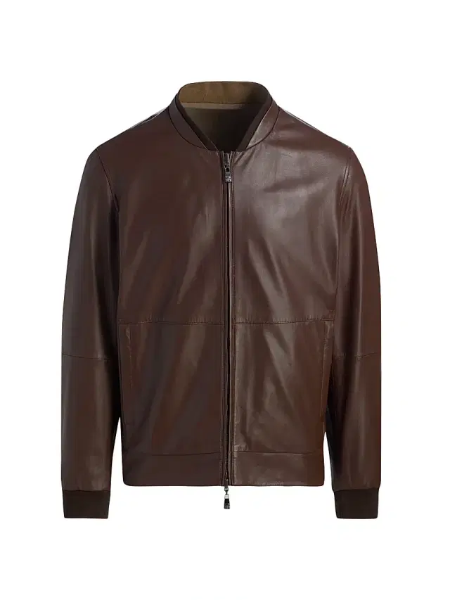 Corneliani Men's Reversible Leather & Twill Bomber Jacket - Brown Navy
