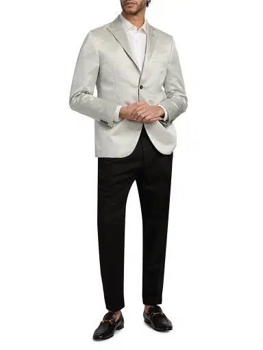 CORNELIANI Men's Floral Jacquard Evening Jacket - Sage - Size 48 | Thumbnail 2