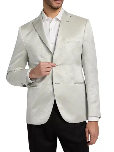CORNELIANI Men's Floral Jacquard Evening Jacket - Sage - Size 48 | Thumbnail 3