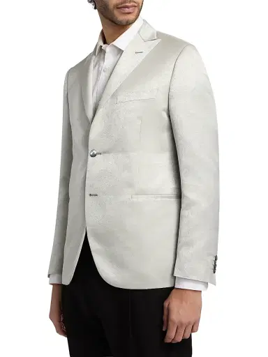 CORNELIANI Men's Floral Jacquard Evening Jacket - Sage - Size 48 | Thumbnail 4