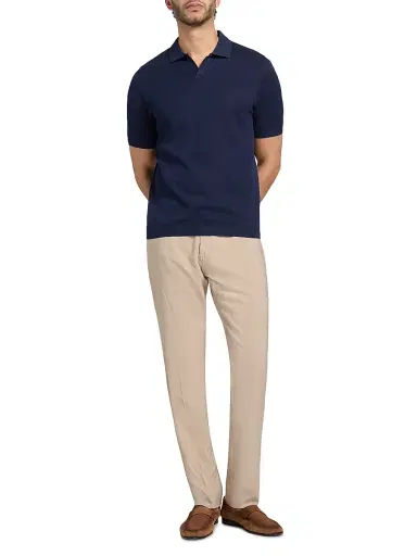 CORNELIANI Men's Textured Cotton Johnny Collar Polo Shirt | Thumbnail 2
