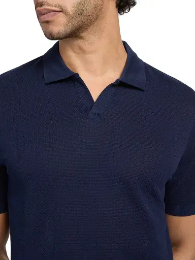 CORNELIANI Men's Textured Cotton Johnny Collar Polo Shirt | Thumbnail 6