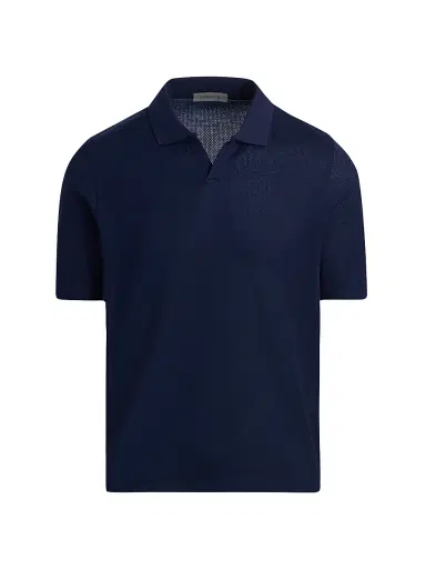 CORNELIANI Men's Textured Cotton Johnny Collar Polo Shirt | Thumbnail 1