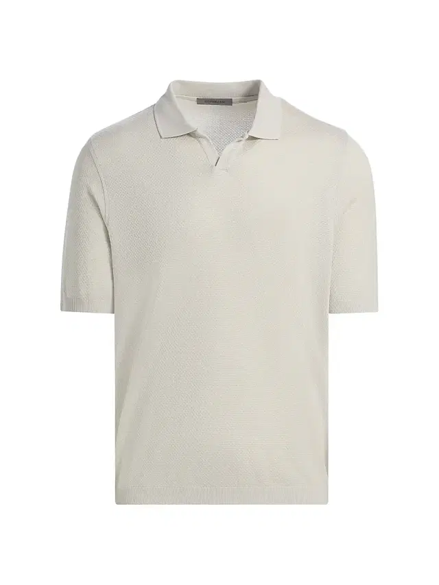 Men's Textured Cotton Johnny Collar Polo Shirt - White