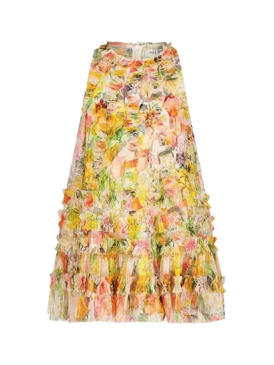 Mac Duggal Little Girl's & Girl's Floral Mesh A-Line Dress - Ivory Multi - Size 14 | Thumbnail 1 Mac Duggal Little Girl's & Girl's Floral Mesh A-Line Dress - Ivory Multi - Size 14 | Thumbnail 1