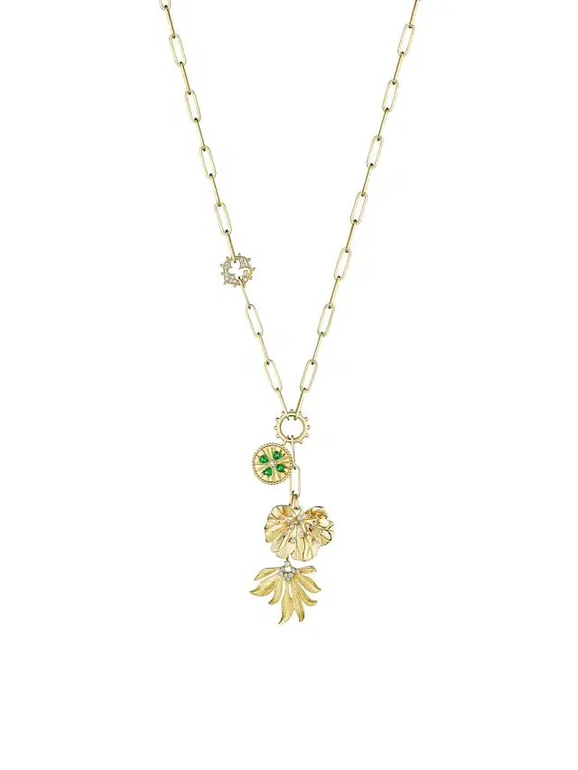 Women's Penka 18K Yellow Gold, Tsavorite & 0.45 TCW Diamond Charm Necklace - Yellow Gold