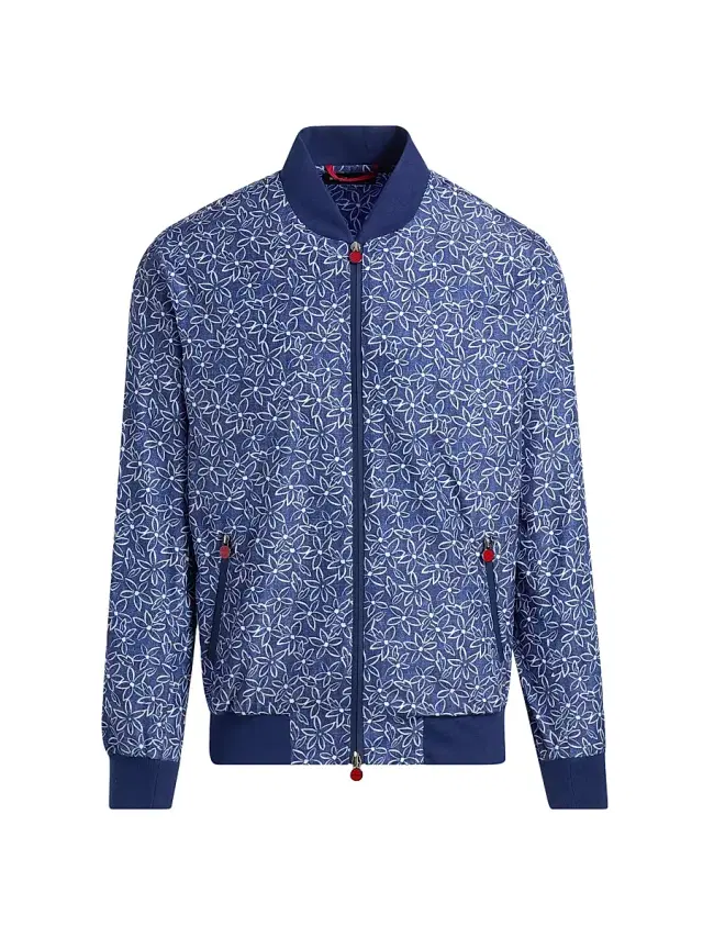 Men's Floral Swim Bomber Jacket - Blue