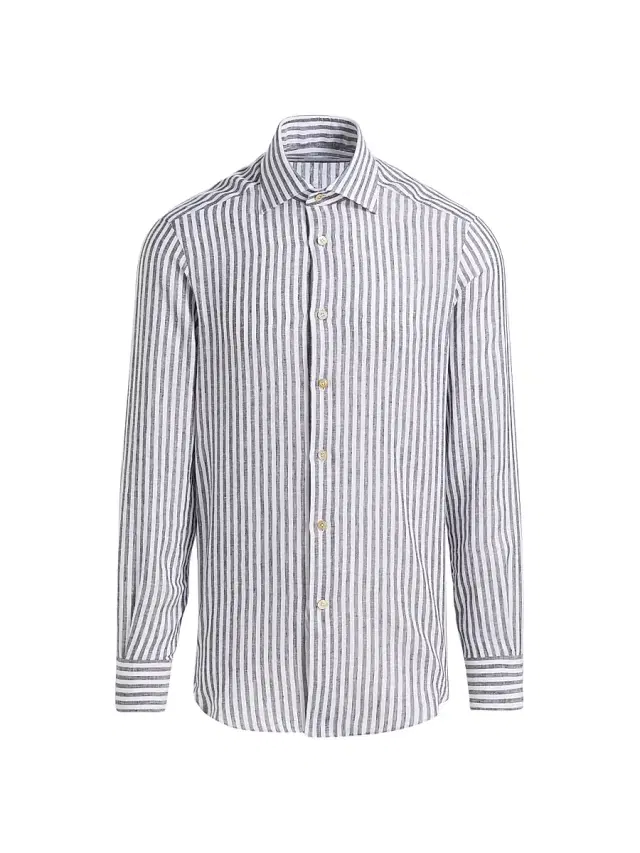 Men's Bengal Striped Linen Shirt - Black