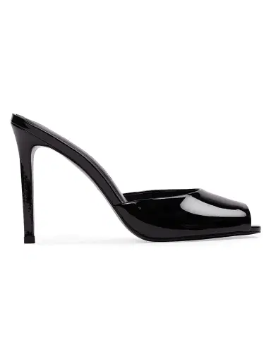 Black Suede Studio Women's Uma 100MM Mule Sandals - Black Patent Leather - Size 7.5 | Thumbnail 1